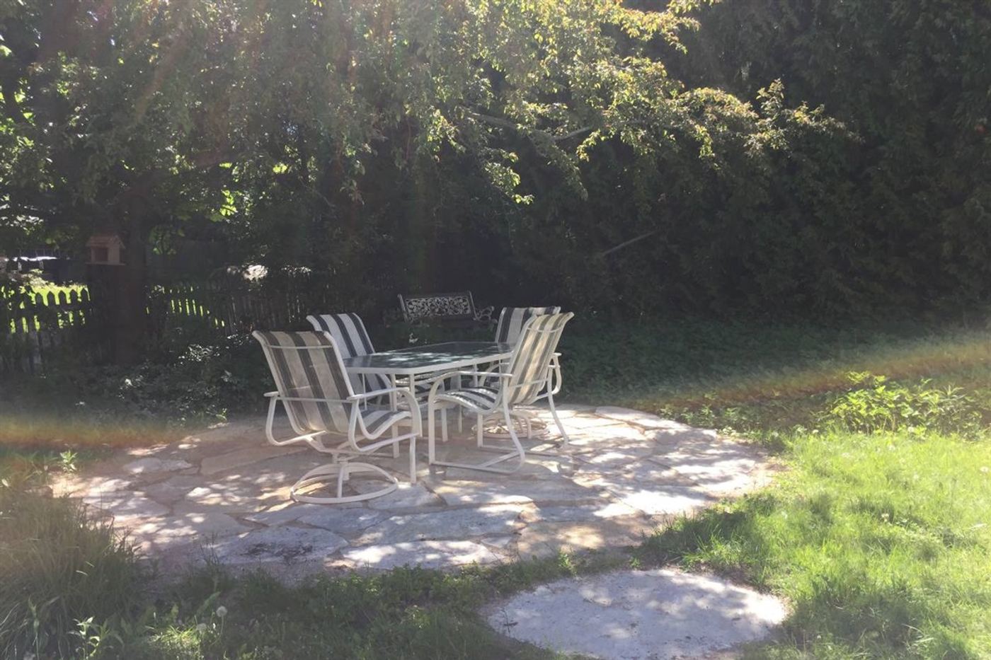 The stone patio at Harbor House